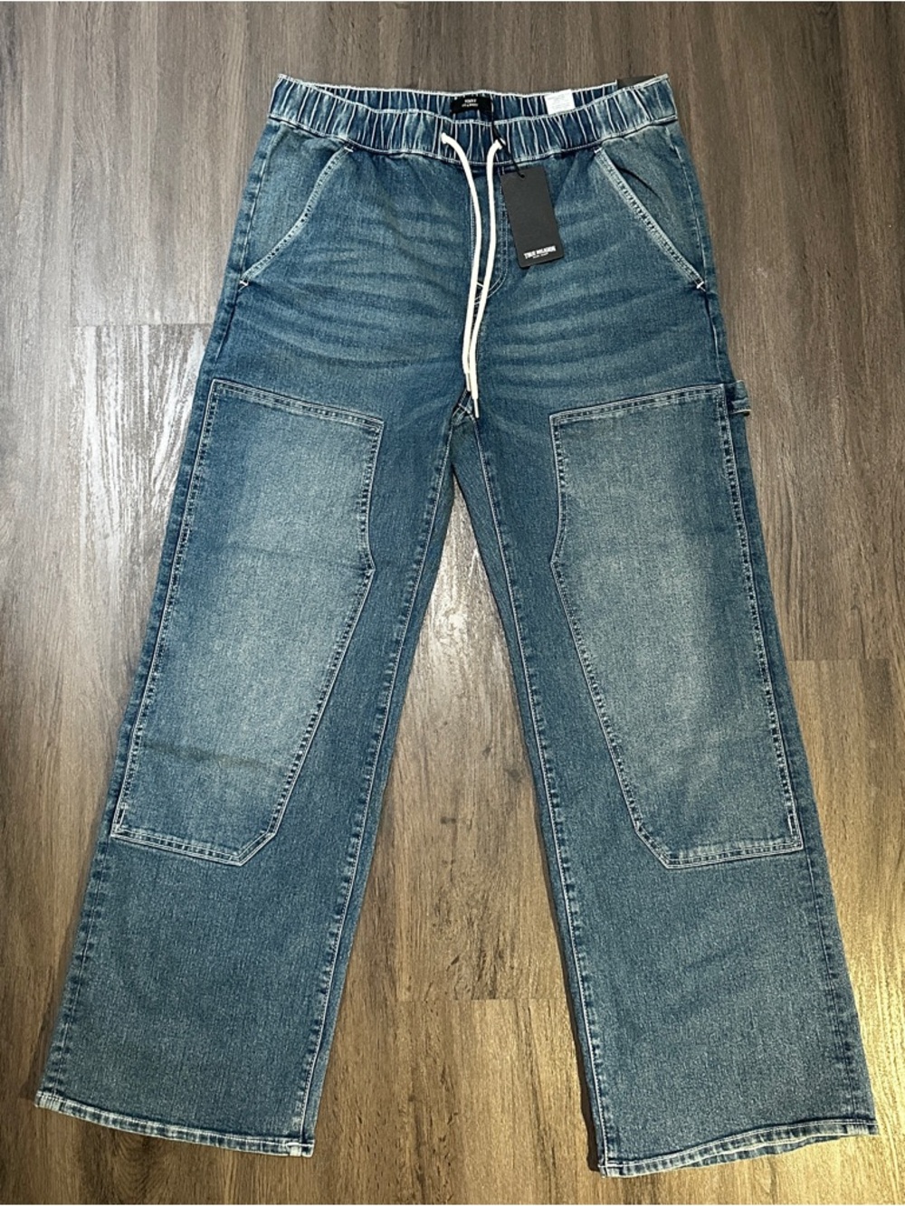 True Religion Vinny Carpenter Jeans Men’s 34 Ultra Baggy Drawstring Denim Wash